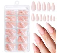 LunarCharm 240 Pcs Medium Nude Almond Acrylic Press On Nails