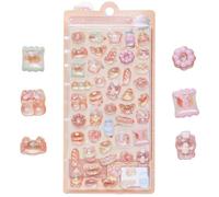 LunarCharm 3D Sticker Set With Cute Cartoon Bread & Bear, Mini Puffy Reusable Stickers for Scrapbooks Stickers For Kids, Suitable As Reward And Decoration