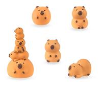 LunarCharm 5pcs Mini Capybara Figurine, Small Capybaras for Dashboard, Dollhouse Miniatures, Mini Hard Resin Animals for Fairy Garden, Home Decoration, Birthday Gift