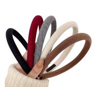 LunarCharm 5pcs Women's Multi-colored Ribbed Fabric Elastic Headbands, Non-Slip, Comfortable & Stylish for All Hair Types & Occasions