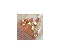 LunarCharm 6-piece set with chunky gold rings for women, gold-plated thick dome, stackable open rings, thick braided twisted trendy knuckle thumb finger rings