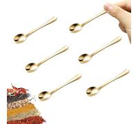 LunarCharm 6 Pieces Small Stainless Steel Spoons for Spice Jars, Mini Size, Cute Little Spice Spoons for Spices, Salt, Sugar, Fun Little Scoops, Gold