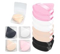 LunarCharm 8-piece triangular powder puff set with 4 travel cases, make up puff set, powder puffs, reusable velour cosmetic foundation sponge for loose powder