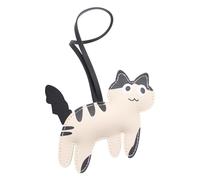 LunarCharm Cat Keyring, Kitten Bag Charm, Leather Lucky Charm Cat Keychain, Cat Keyring, Cat Decoration, Cat Gifts, White