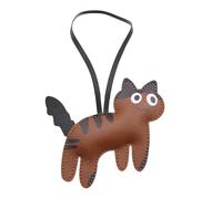 LunarCharm Cat Keyring, Kitten Bag Charm, Leather Lucky Charm Cat Keychain, Cat Keyring, Cat Decoration, Cat Gifts, Brown