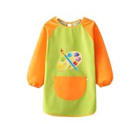 LunarCharm Children's Art Apron for Ages 6-10 Boys and Girls Waterproof Craft Smock Adjustable, Yellow+Green