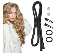 LunarCharm Heatless Curling Headband, Heatless Curlers with Small Hairpin, Overnight Curls with Thin Curlers for Sleeping, Black