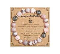 LunarCharm Natural Stone Bracelet for Women 60th Birthday, Natural Gemstone Bracelet with Adjustable Size, Unique Gift for Women, Mother, Girlfriend, Grandmother