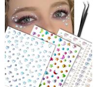 LunarCharm Self-adhesive gemstone stickers for the face, hair jewellery, face jewels, eye jewels, rhinestones, rhinestone stickers for children, women
