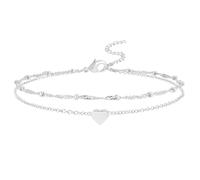LunarCharm Stainless Steel Heart Anklets for Women, Heart Link Anklets, Summer/Beach Jewelry Accessories