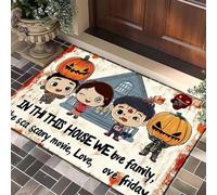 LunarCrafters Horror rug，theres some horrors in this house doormat，welcome foolish mortals doormat,Super Absorbent Ultra Thin- Non Slip Quick Dry Indoor/outdoor rug,Fits Under Door(A,40 * 60cm)