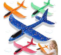 LunarEclipse Glider Planes for Kids - 14.57 Inch 4PCS Foam Plane Toys, Polystyrene Airplane for Kids, Garden Outdoor Games Toys, Family Outdoor Sport for 3 4 5 6 7 Year Old Boys Girls Birthday Gifts