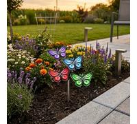 Lunaria Four Butterfly Solar Garden Stake Lights