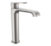 Lunaris Brushed Nickel Tall Mono Basin Mixer Tap Deck Mounted Minimalist