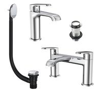 Lunaris Chrome Bath Filler and Mono Mixer Tap with Bath Waste and Unslotted Basin Waste