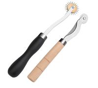 LUNARM 2 PCS Tracing Wheel - Professional Stitch Marking Spacer, 4mm and 2mm Leather Needle Point Tracing Wheel with Wooden Handle for Arts and Leather Crafts