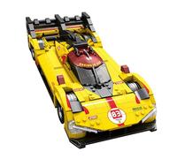 Lunaro 1:16 Scale Retro Supercar Building Blocks Set, Racing Car Model Kit with Working Steering & Suspension, Removable Body Shell, Collectible Construction Gift for Adults (Yellow/1370 PCS)