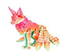 Lunaro Articulated 3D Printed Nine-Tailed Fox Figure Poseable Fantasy Fox Collectible Jointed Fox Statue for Home Decor, Desk Display, Halloween or Festival Gift