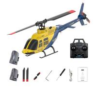 Lunaro Bell 206 RC Helicopter for Adults, A60 4CH Flybarless Remote Controlled Helicopter with 6-Axis Gyro, Beginner Friendly RC Stunt Aircraft Gift (Dual Batteries)