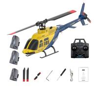 Lunaro Bell 206 RC Helicopter for Adults, A60 4CH Flybarless Remote Controlled Helicopter with 6-Axis Gyro, Beginner Friendly RC Stunt Aircraft Gift (Truiple Batteries)