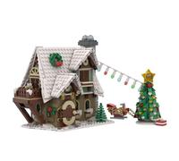 Lunaro Christmas Elf's Workshop Cottage Building Kit, Festive Street Scene with Sled | Miniature Winter Village Decor for Teens (898PCS)