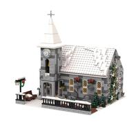 Lunaro European Church Winter Scene Building Blocks Set - Snowy Christmas Village Architecture Model Kit (1335PCS)