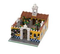 Lunaro Spanish Courtyard Architecture Building Set, MOC Baroque Garden with Fountain Model Kit (1471 PCS), Relaxing Decor Gift for Adults & Teens