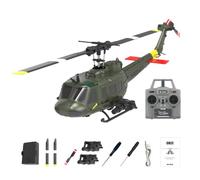 Lunaro UH-1 RC Helicopter Model, C032 Outdoor 6CH Remote Control Helicopter for Adults and Beginners, RC Flying Gifts (RTF Version/Army Green)
