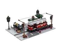 Lunaro Vintage City Tram Building Blocks Set, Retro Street Scene Rail Transit Model Kit for Adults & Teens (1667PCS)