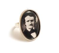 LunarraStar Unisex Silver Plated Edgar Allan Poe Ring Gothic Adjustable