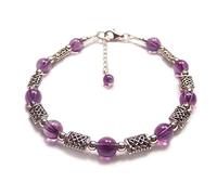 LunarraStar Women 925 Sterling Silver Amethyst Celtic Bracelet Knotwork and Purple Gemstones Adjustable With Extender