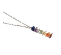 LunarraStar Women 925 Sterling Silver Chakra Necklace Gemstone Multicoloured Amethyst, Lapis Lazuli and Blue Lace Agate