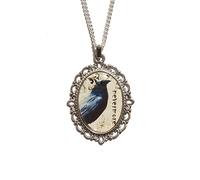 LunarraStar Women Silver Plated The Raven Nevermore Necklace Gothic Pendant