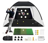 Lunarthos Golf Net 10 x 6.6 FT Practice Set with Tri-Turf Mat, Balls, Tees, and Carry Bag, All-in-One Multi-Target Training Aid for Outdoor & Indoor - Gifts for Men, Dad, Husband