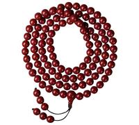 Lunarthos Natural Cinnabar 108 - Bead Buddhist Prayer Beads, 6mm/8mm Meditation Bracelet/Necklace, 8 mm, Cinnabar, No Gemstone