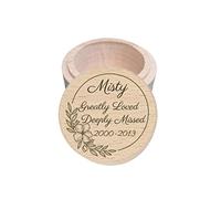 LunaTastic Gifts Personalised Wooden Pet Memorial Box, Custom Wooden Remembrance Trinket Box, Animal Fur locket Keepsake Memory Box - Floral Circle
