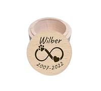 LunaTastic Gifts Personalised Wooden Pet Memorial Box, Custom Wooden Remembrance Trinket Box, Animal Fur locket Keepsake Memory Box - Infinity