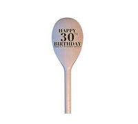 LunaTastic Gifts Wooden Engraved Spoon - 30th Birthday Milestone Chef Cooking Baking Gift - 30cm Long - Here's A Wooden Spoon