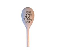 LunaTastic Gifts Wooden Engraved Spoon - 40th Birthday Milestone Chef Cooking Baking Gift - 30cm Long - Birthday Chef