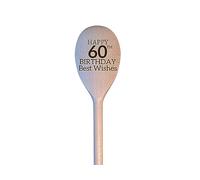LunaTastic Gifts Wooden Engraved Spoon - 60th Birthday Milestone Chef Cooking Baking Gift - 30cm Long - Best Wishes