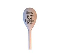 LunaTastic Gifts Wooden Engraved Spoon - 60th Birthday Milestone Chef Cooking Baking Gift - 30cm Long - Birthday Chef