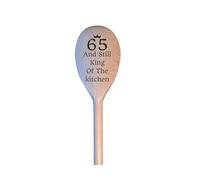 LunaTastic Gifts Wooden Engraved Spoon - 65th Birthday Milestone Chef Cooking Baking Gift - 30cm Long - King of Kitchen