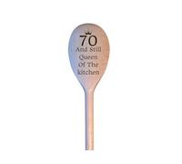 LunaTastic Gifts Wooden Engraved Spoon - 70th Birthday Milestone Chef Cooking Baking Gift - 30cm Long - Queen of Kitchen