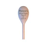 LunaTastic Gifts Wooden Engraved Spoon - Mammar Birthday Milestone Christmas Stocking Filler Chef Cooking Baking Gift - 30cm Long - Kitchen Rules