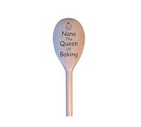 LunaTastic Gifts Wooden Engraved Spoon - Nana Birthday Milestone Christmas Stocking Filler Chef Cooking Baking Gift - 30cm Long - Queen of Baking