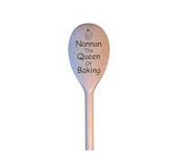 LunaTastic Gifts Wooden Engraved Spoon - Nannan Birthday Milestone Christmas Stocking Filler Chef Cooking Baking Gift - 30cm Long - Queen of Baking