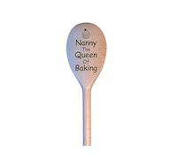 LunaTastic Gifts Wooden Engraved Spoon - Nanny Birthday Milestone Christmas Stocking Filler Chef Cooking Baking Gift - 30cm Long - Queen of Baking