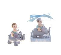 Lunaura Baby Keepsake - Set of 12 Boy Baby Holding Pacifier Sitting on Elephant Favors - Blue by Lunaura