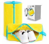 LunaXia Shoe Washing Machine Bag - 2 Pack Laundry Shoe Bag for Washer and Dryer, Reusable Sneaker Washing Bag, 360° Deep Clean, Self-Locking Zipper, Fits All Shoe Types - Yellow