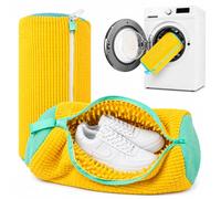 LunaXia Shoe Washing Machine Bag - 2 Pack Laundry Shoe Bag for Washer and Dryer, Reusable Sneaker Washing Bag, 360° Deep Clean, Self-Locking Zipper, Fits All Shoe Types - Yellow